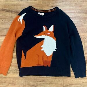 Cat & Jack Fox Knit Size 5T Navy Blue & Orange Sweater